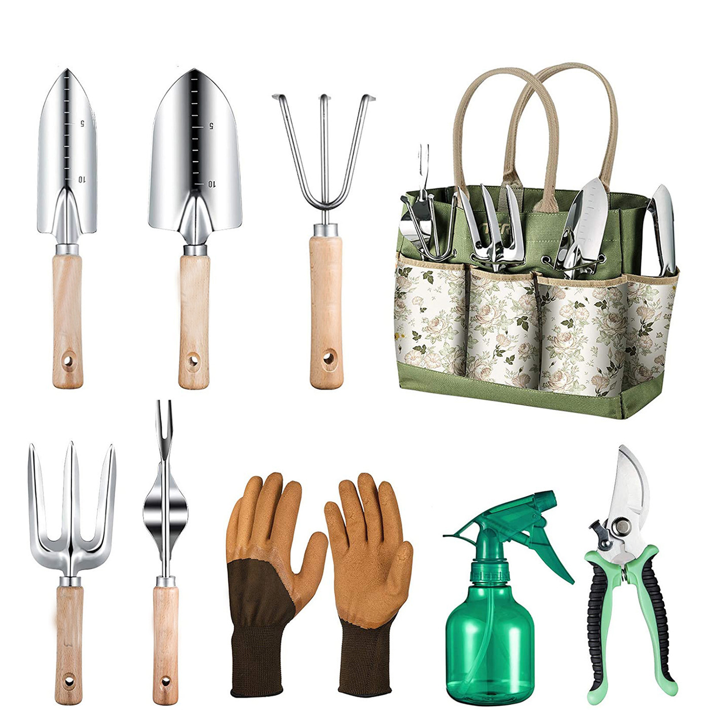 Garden Gloves - 9 Parçalı Bahçe Aletleri Seti, Ağır