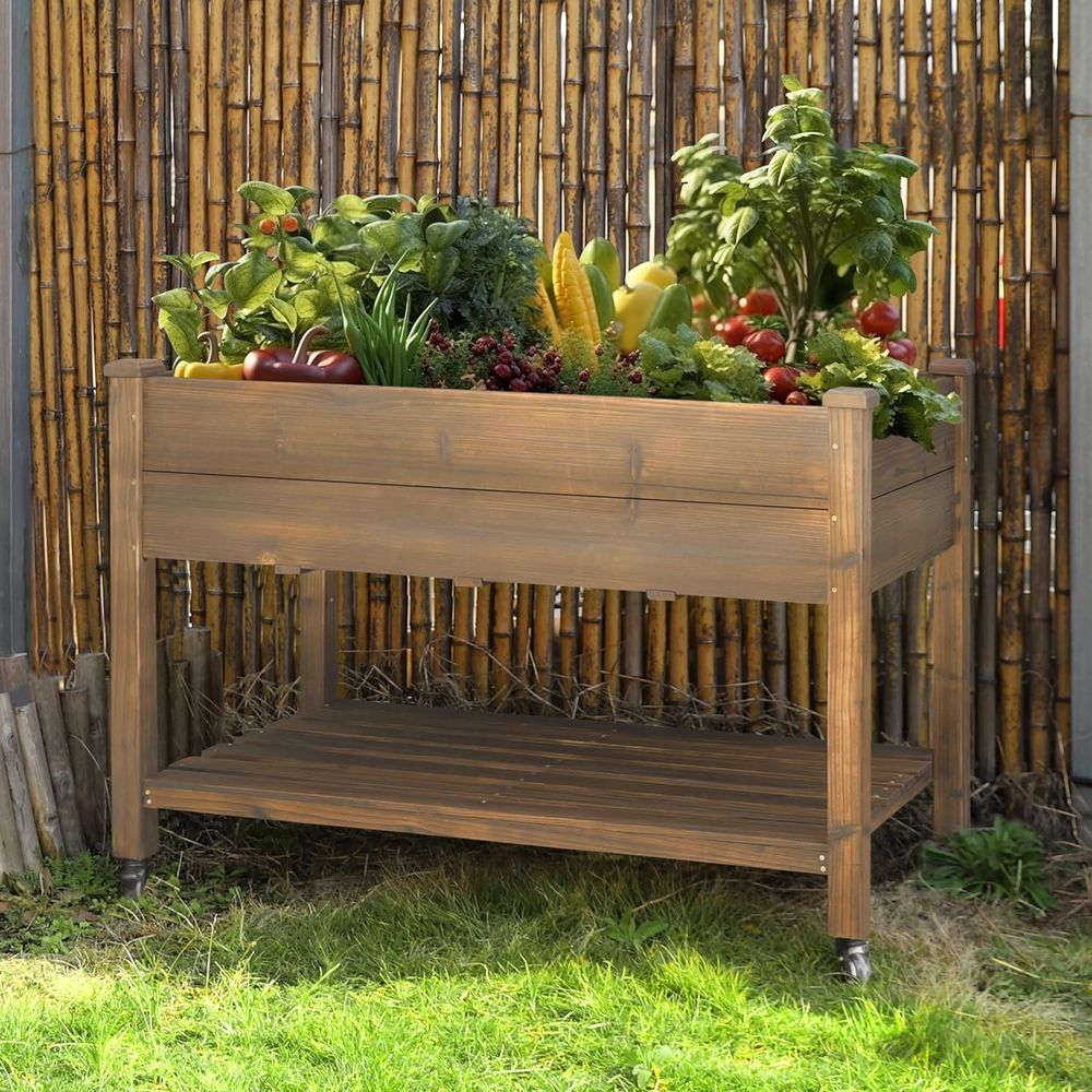Raised Garden Bed - Büyük 48x24x33 inç Tekerlekli Yükseltilmiş Bahçe